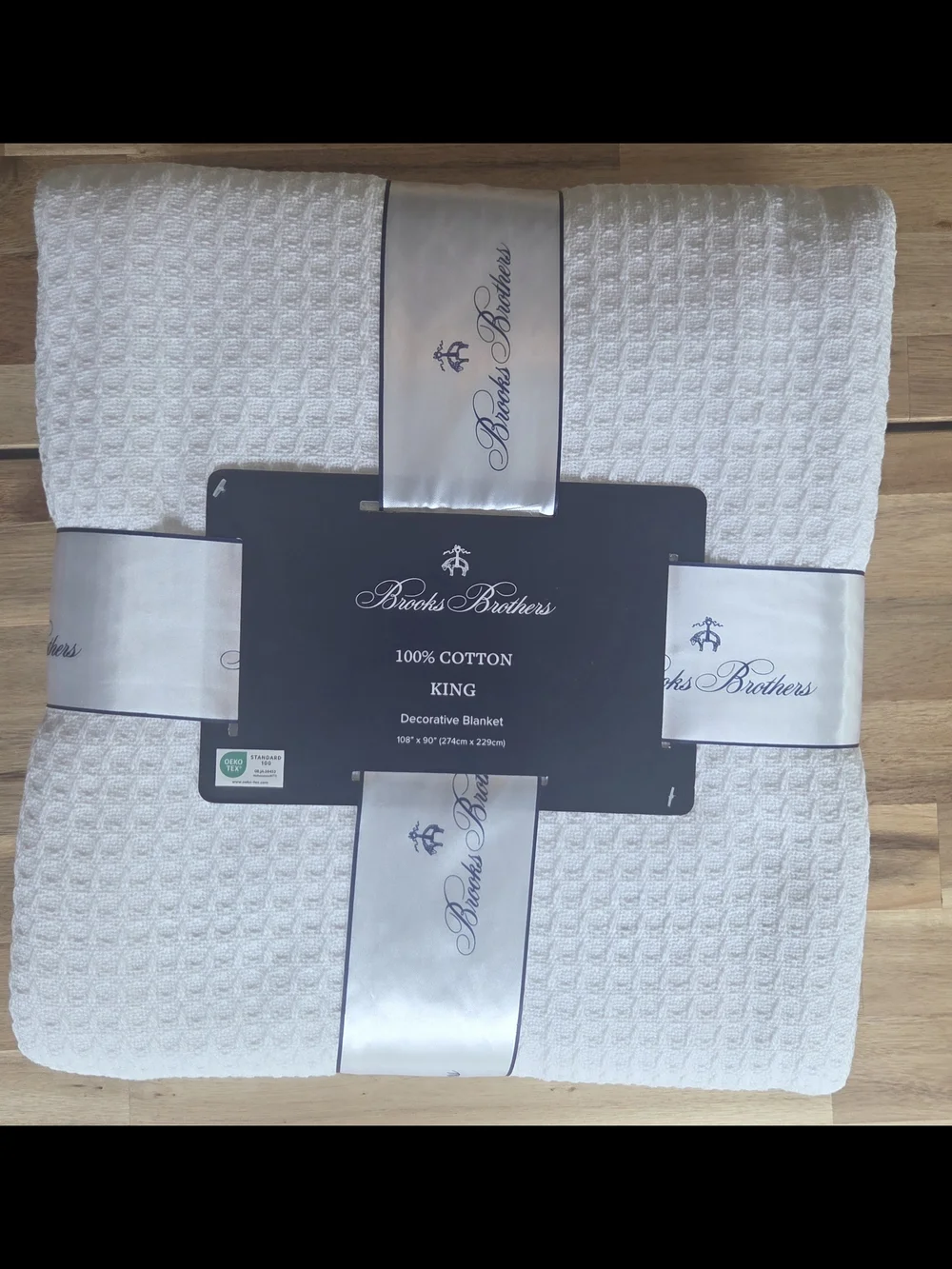Brooks Brothers White Cotton King Blanket